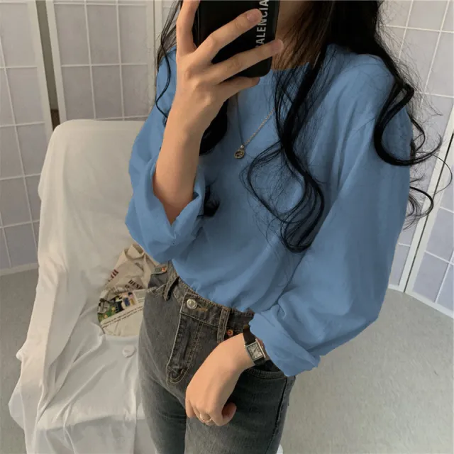 Loose All matching Student Clothes Women's Top Blue - Shop at LoveMi