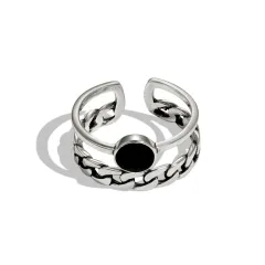 Women's Korean-style S925 Sterling Silver Ring Minority Simple - Retro Silver - View 1