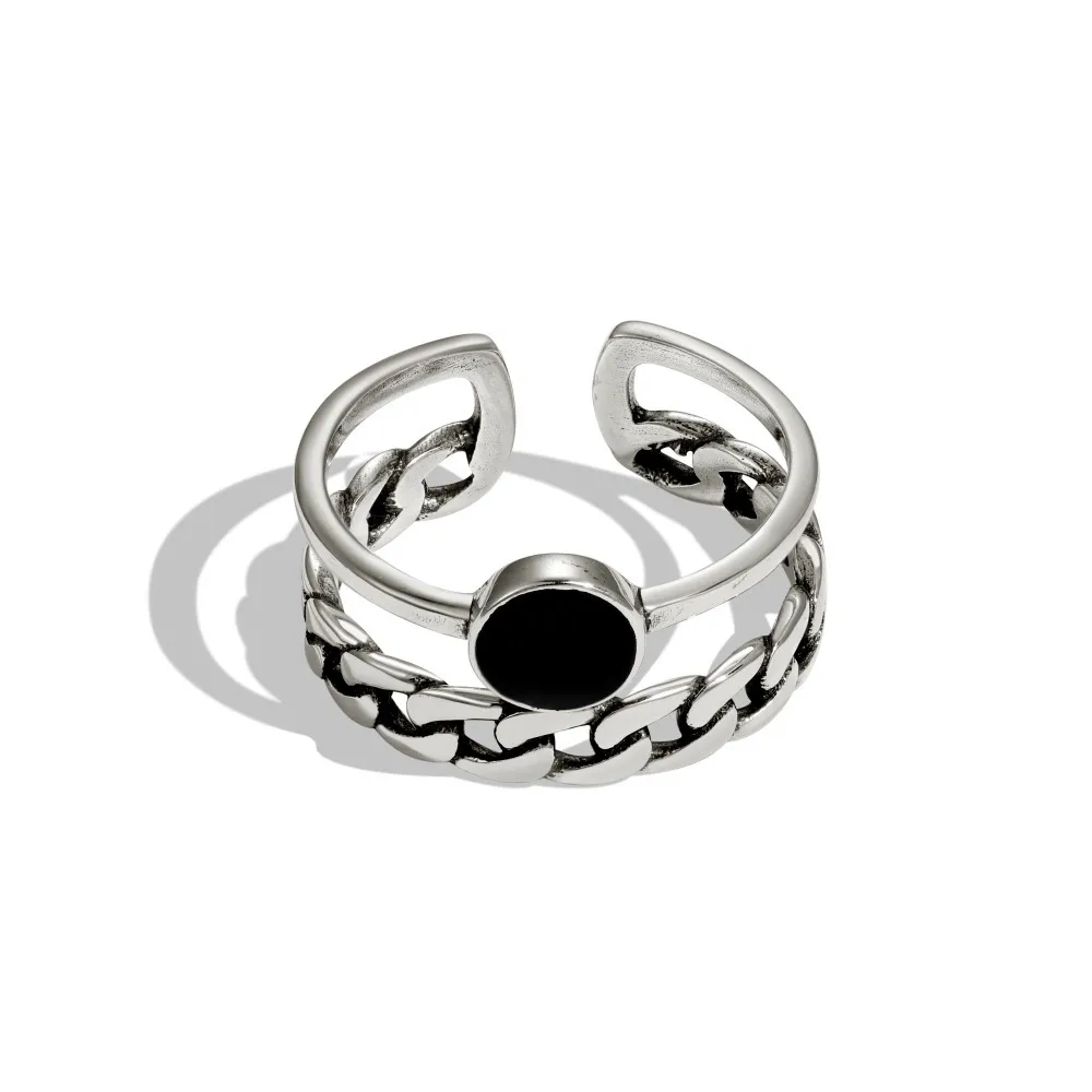 Women's Korean-style S925 Sterling Silver Ring Minority Simple - Retro Silver