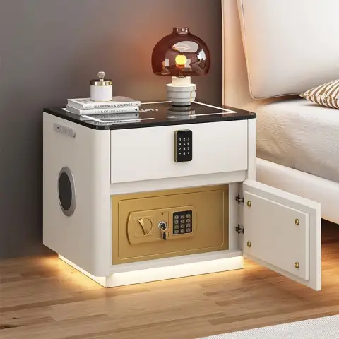 Home Bedroom Multi-functional Smart Safe Bedside Table Wireless Integrated