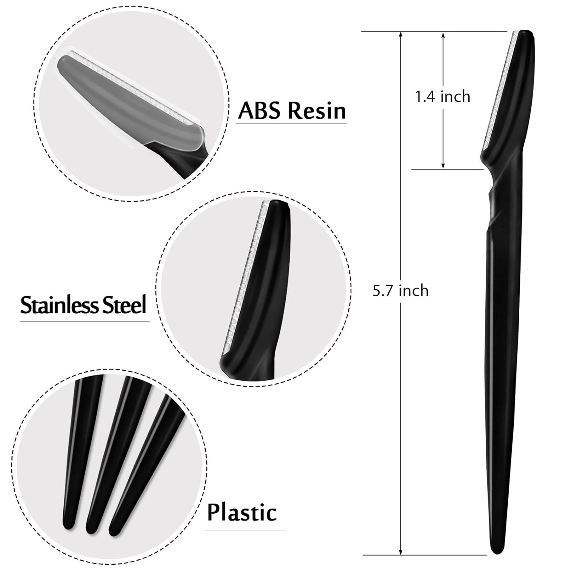 Canned With Protective Cover Black Eye-brow Knife - Image 3