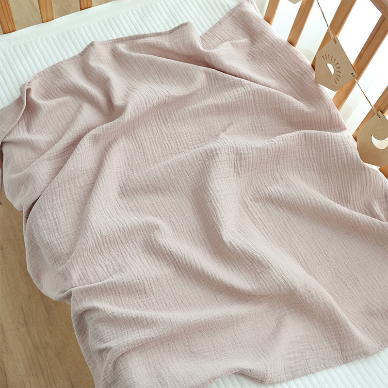 Solid-color Double-layer Pure Cotton Gauze Swaddle Blanket For Babies