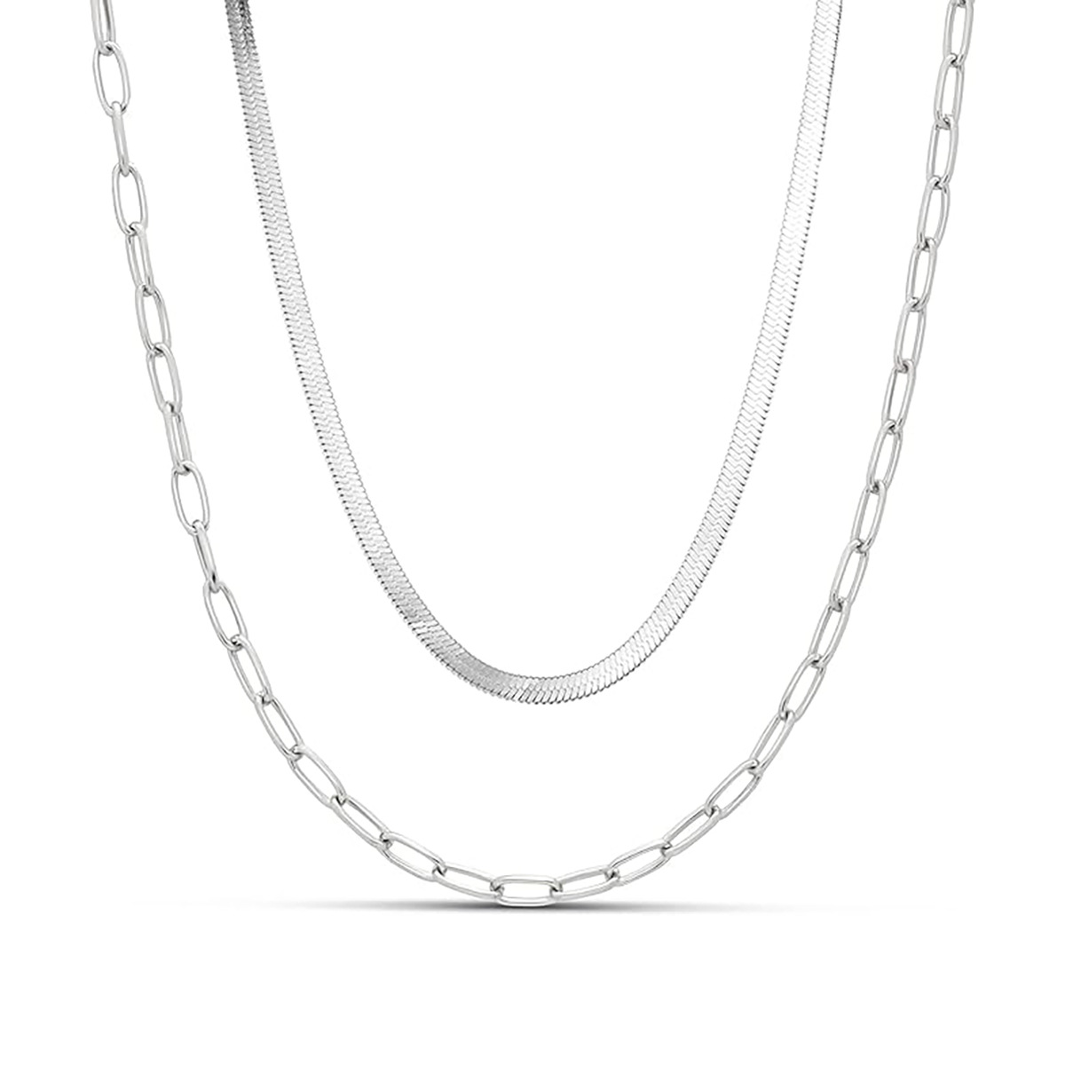 Silver Snake Necklace Simple Clip Fashion Multi-layer Suit