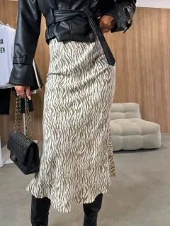 Fashion High Waist Print Women's Skirt - Khaki Pattern - View 1