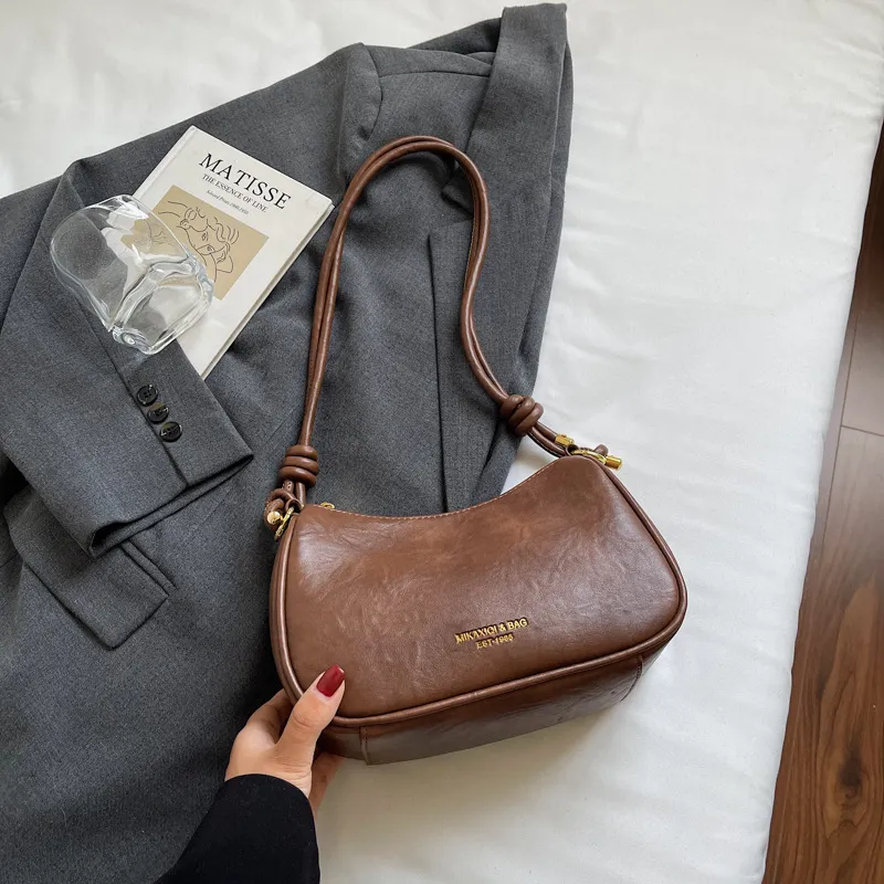 Fashion Minority Design Crossbody Bag Women's Shoulder Underarm Bag - Brown