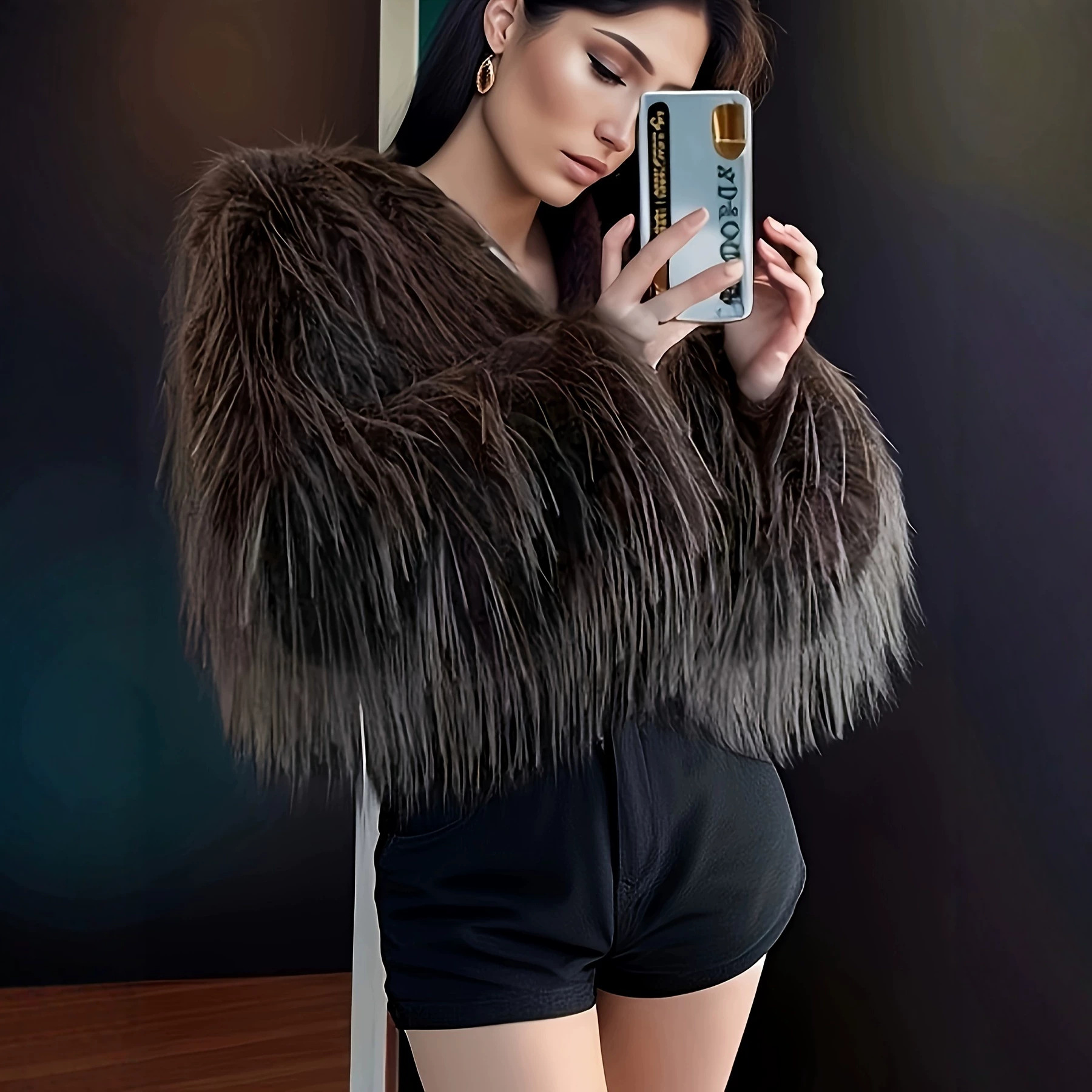 Fashionable High-end Relaxed-style Faux Fox Fur Coat