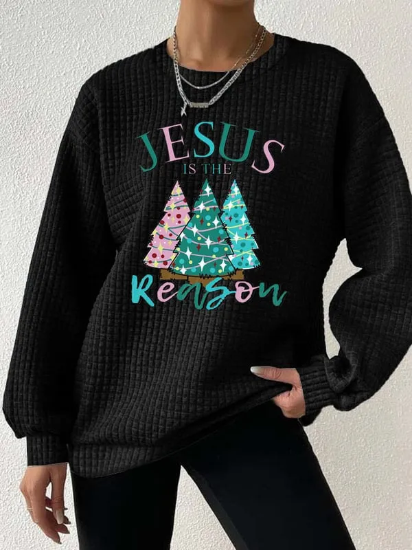 Women's 3D Printed Waffle Crew Neck Sweater A30H1J2325112 S - Shop at LoveMi