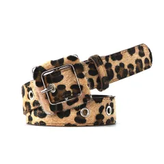 Fashionable Leopard Print Belt Female Decorative Pin Buckle - Apricot Square Buckle - View 1
