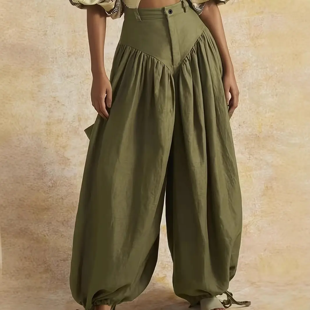 Casual Pants With Side Pockets Wide-leg Design