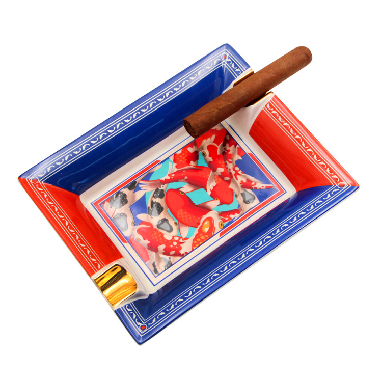 Fashion Creative Large Capacity Square Painted Ceramic Cigar Ashtray - Image 26
