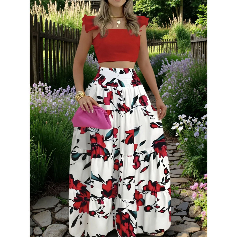 Chic Sexy Solid-color Mid-rise Slip Dress With A Flared Skirttwo-piece Set