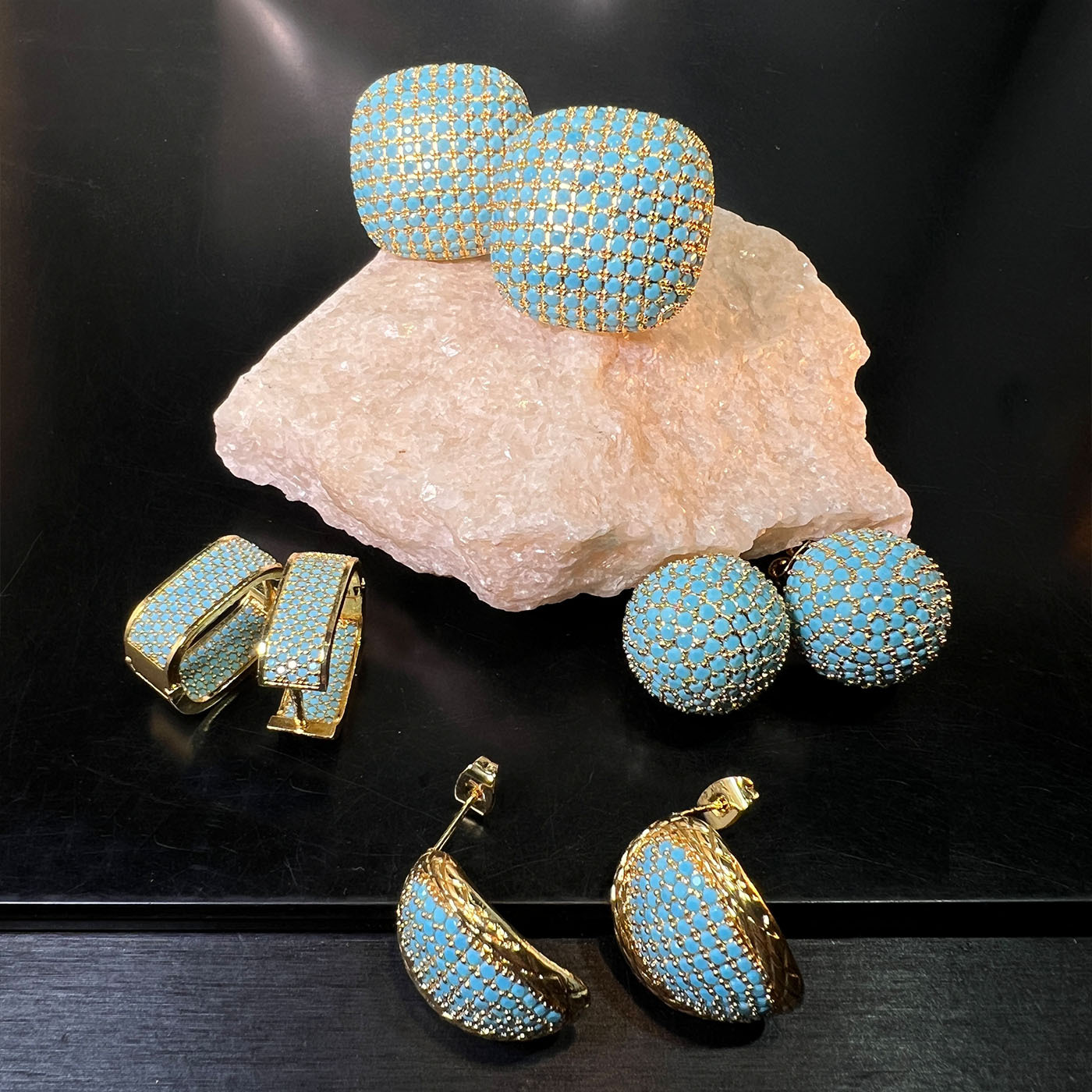 Turquoise Micro-Inlaid French-Style Earrings for Women