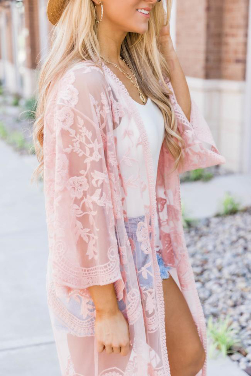 Women's Loose Embroidery Lace Cardigan Coat