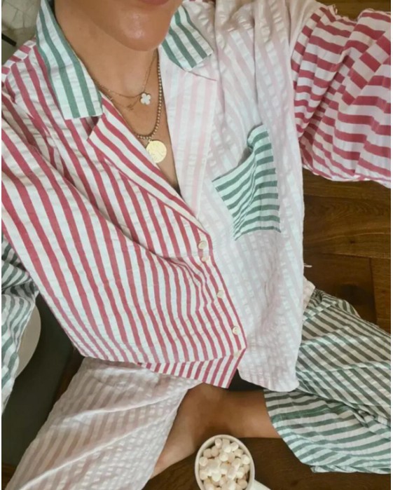 Title 1, Fashion Multicolor Striped Printed Shirt Women