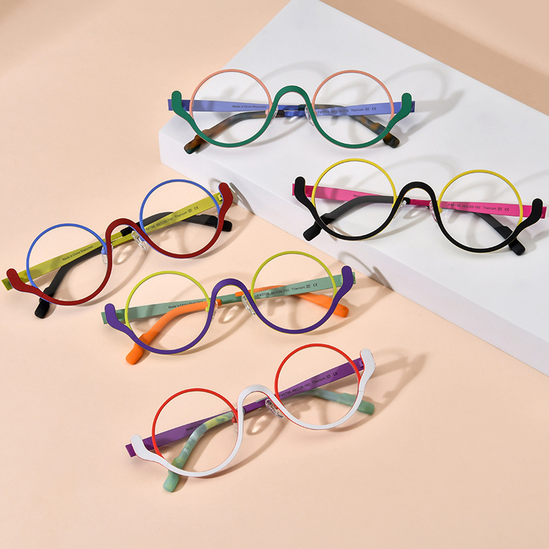 Colorful Ultra-light Pure Titanium Round Glasses Frame - Image 3