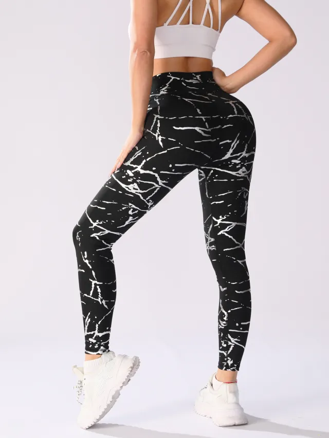Bronzing Yoga Pants Women's High Waist Hip Lift Sun Protection Hot Silver - Shop at LoveMi