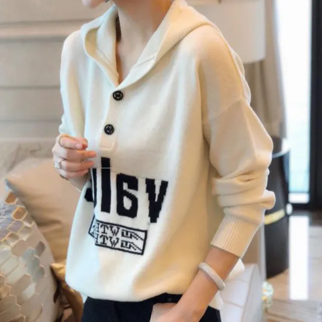 Pullover Hooded Fashionable Stylish Sweater Loose Sweater Coat Beige - Shop at LoveMi