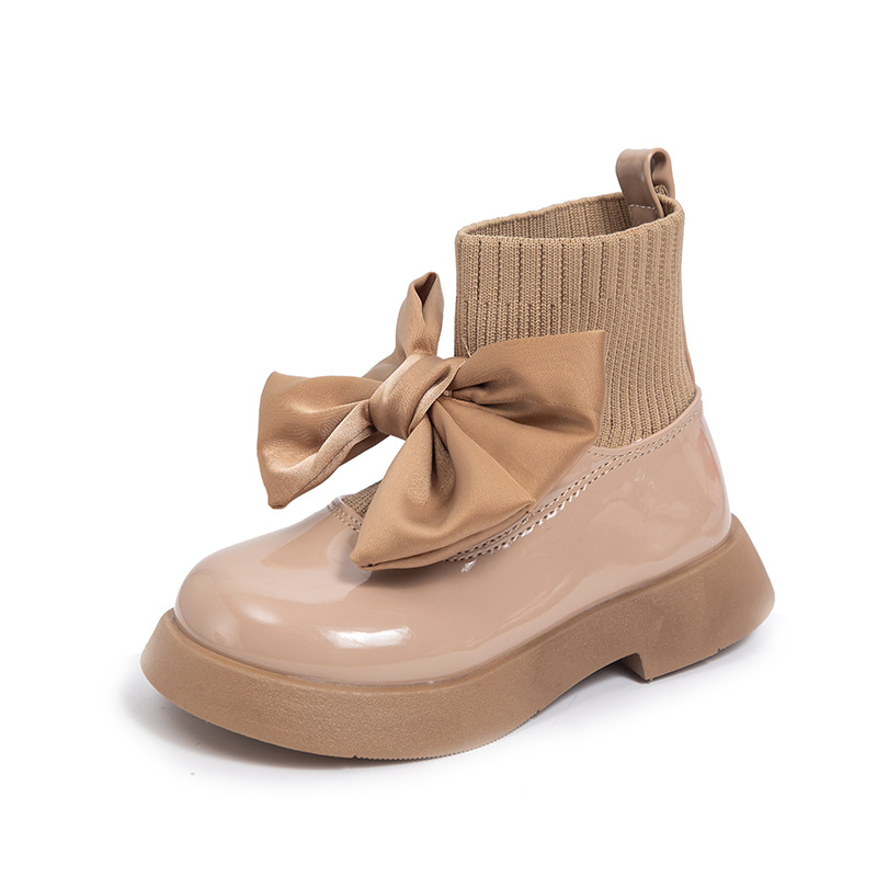 New Autumn Shoes Little Girl Bow Princess Style Leather Boots Middle And Big Children — foto 11