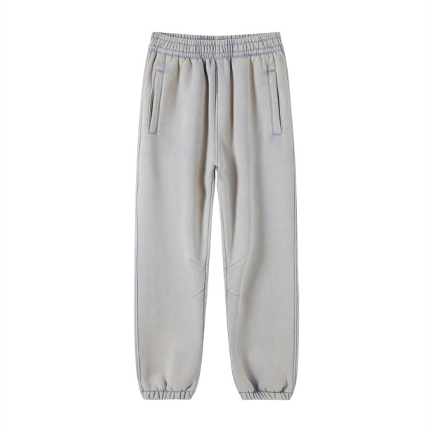 High Street American Retro Washed Distressed Batik Fleece Ankle-tied Casual Sweatpants Male