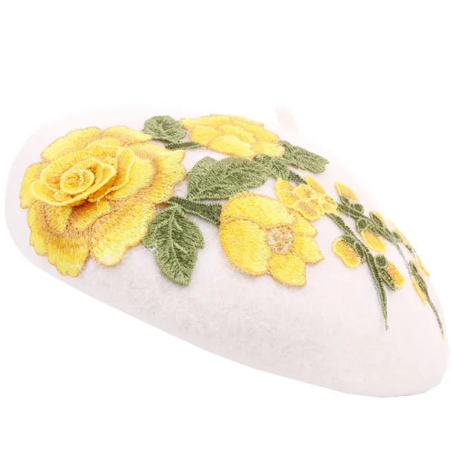 Ethnic Temperament Handmade Sticky Flower Beret White - Shop at LoveMi