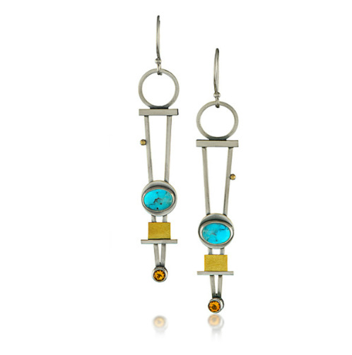 Wind Thai Silver Lapis Lazuli Diamond Two-color Plaid Earrings