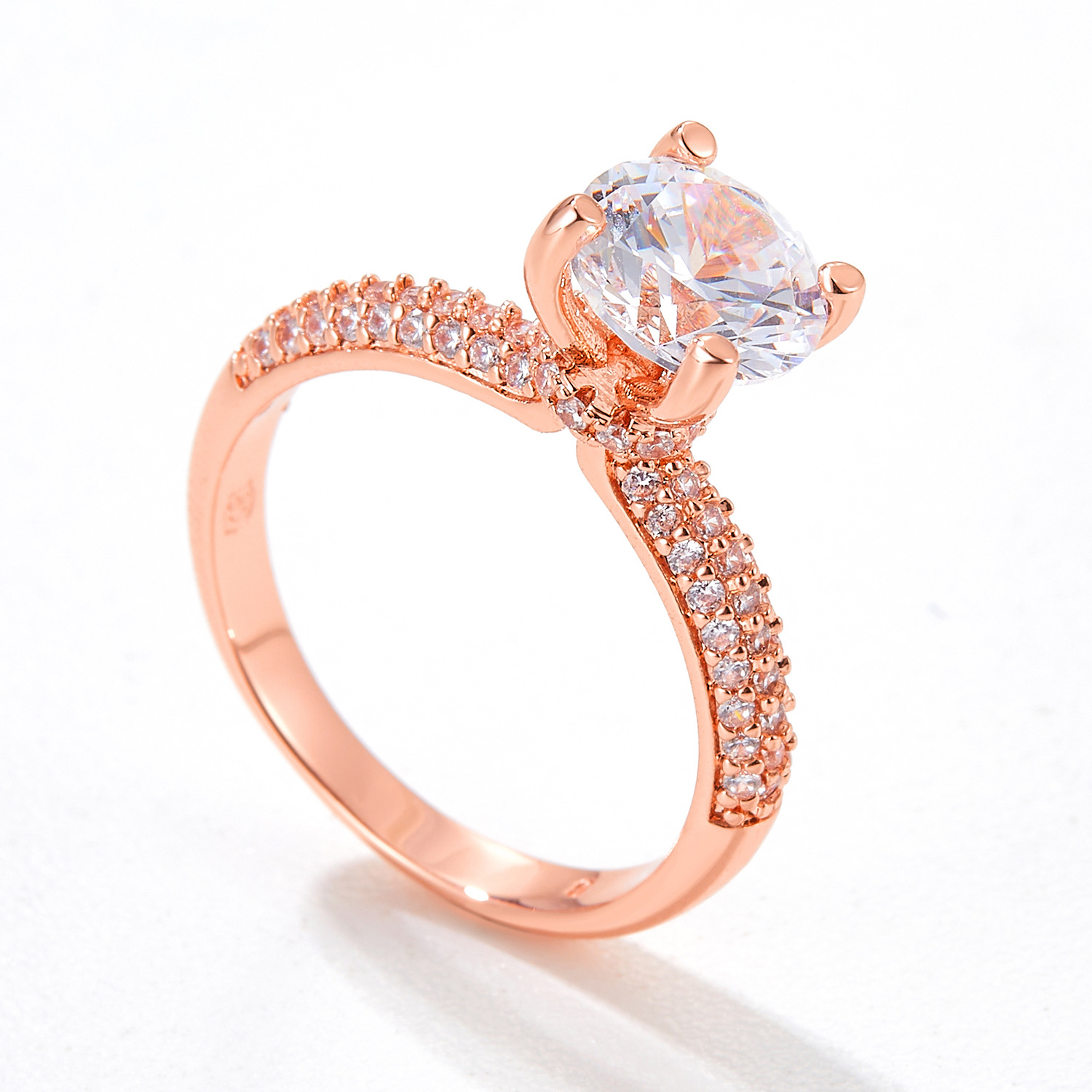 Luxury Wedding Zircon Ring Classic-style Fashionable And Elegant With Electroplating