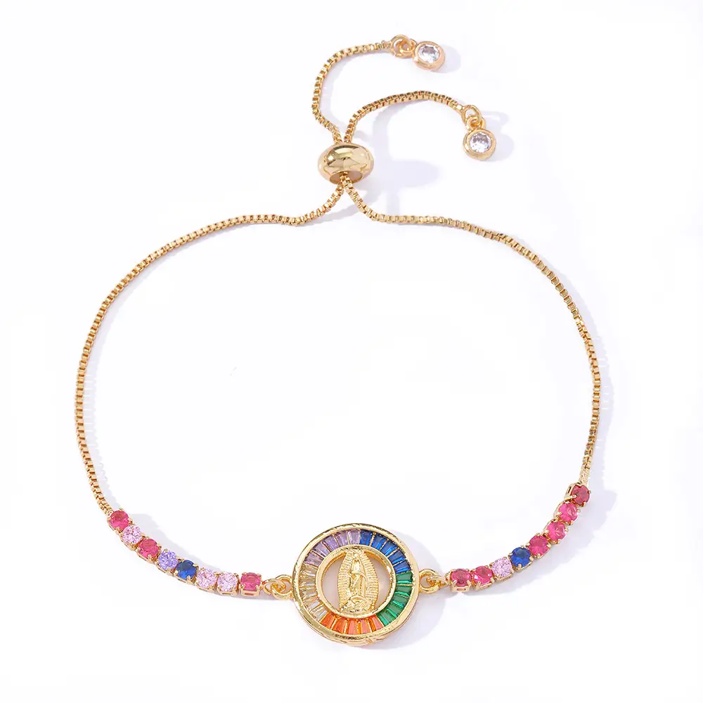 Copper Micro Inlay Color Zirconium Geometric Bracelet