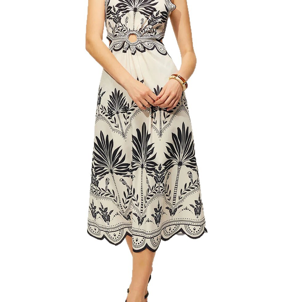 Womens Fashionable Printed Loose Beach Dress
