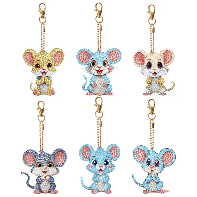 DIY Diamond Painting Keychain 5D Double sided Stick on Crystals 6 Animals - Shop at LoveMi