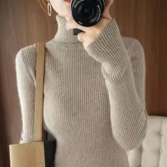 Autumn And Winter Women's Slim-fit Pullover Knit Sweater For Layering - Camel - View 1