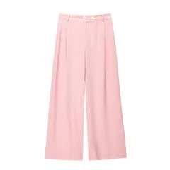 New Summer Double Breasted Hanging Collar Vest Pleated Wide Leg Pants 1608024 Suit - Pants - View 1