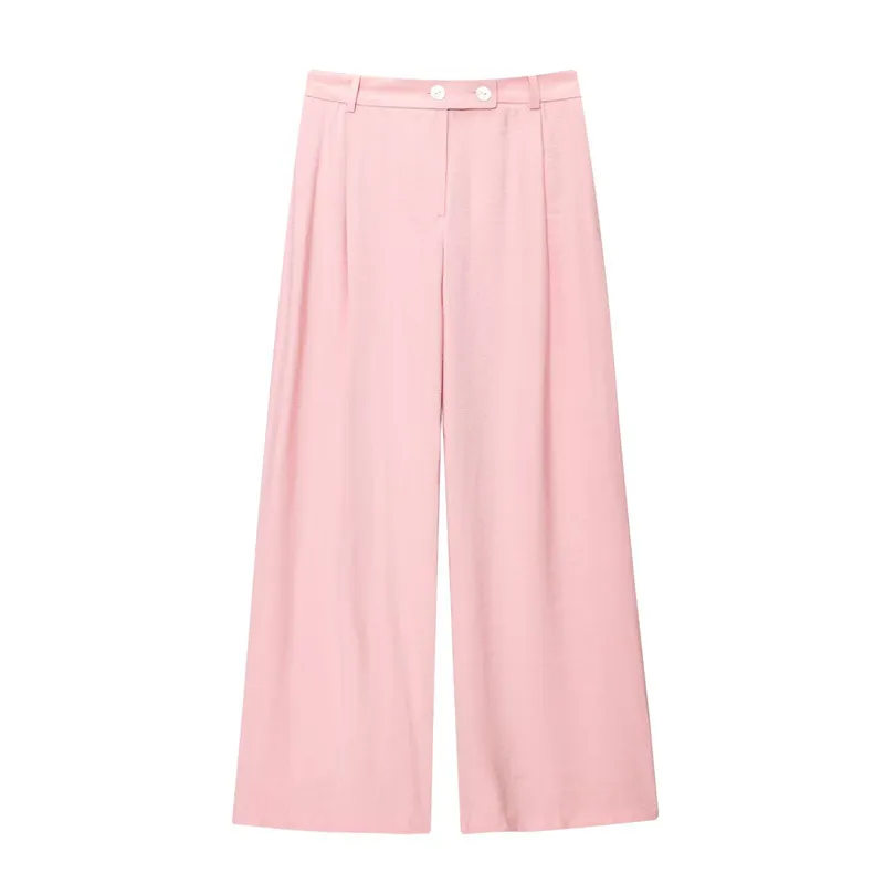 New Summer Double Breasted Hanging Collar Vest Pleated Wide Leg Pants 1608024 Suit - Pants