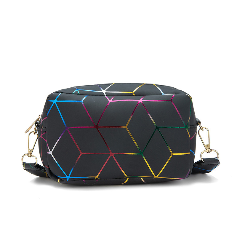 Colorful Radiating Geometric Print New Fashion Letter-Strap Camera Bag