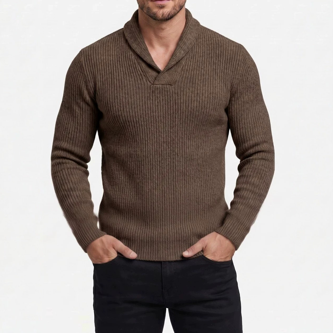 Slim-Fit V-Neck Knit Sweater