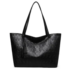 Fashion Large Capacity One-shoulder Tote Women's Bag Versatile Crossbody Solid Colour - Black - View 1