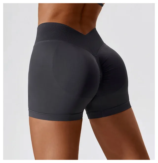 High Waist Yoga Short Belly Contracting Hip Raise Fitness Pants Gray - Shop at LoveMi