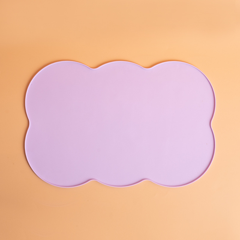 Non-slip Waterproof Silicone Pet Cat And Dog Feeding Mat Purple Lace