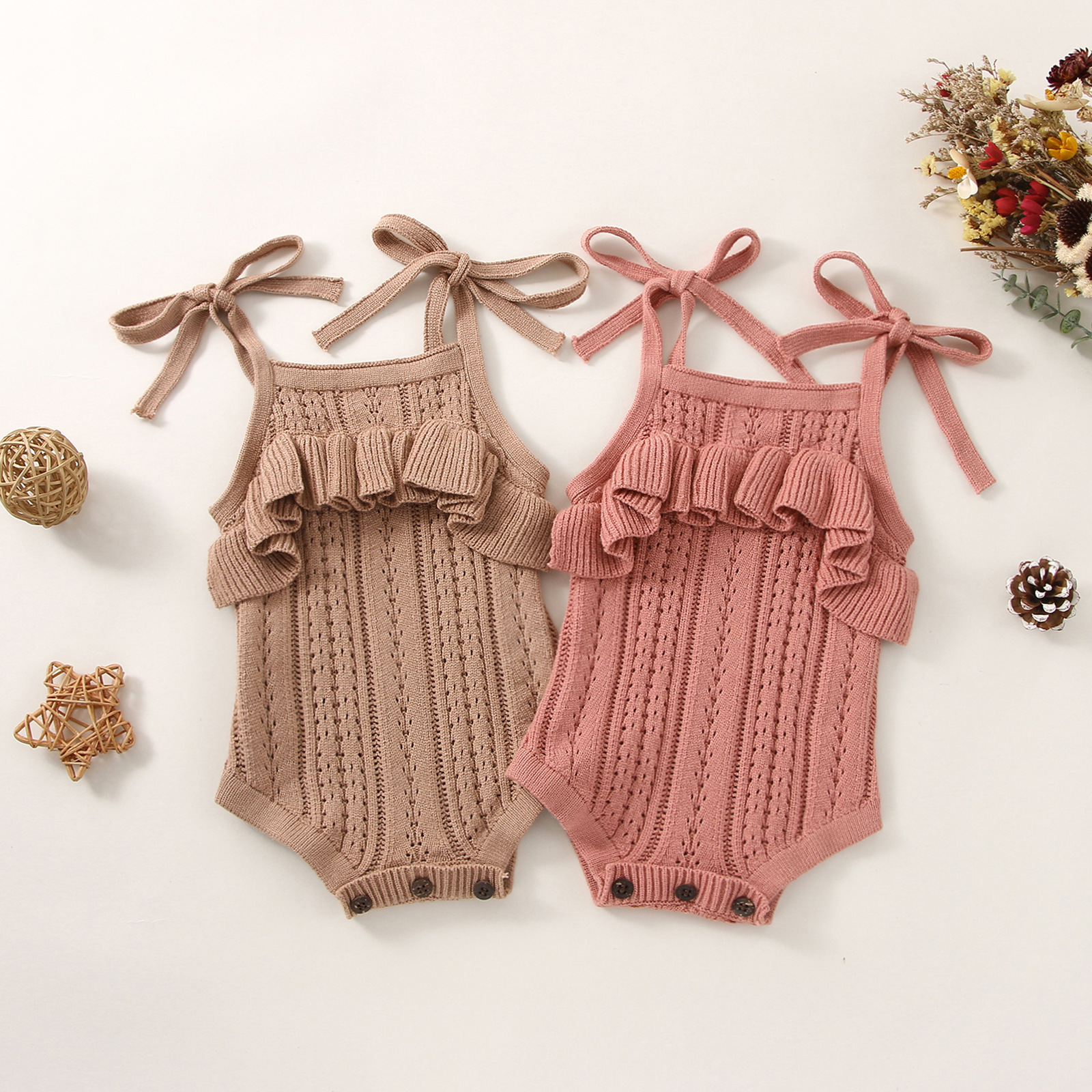 Baby Sling Plush Lace Romper