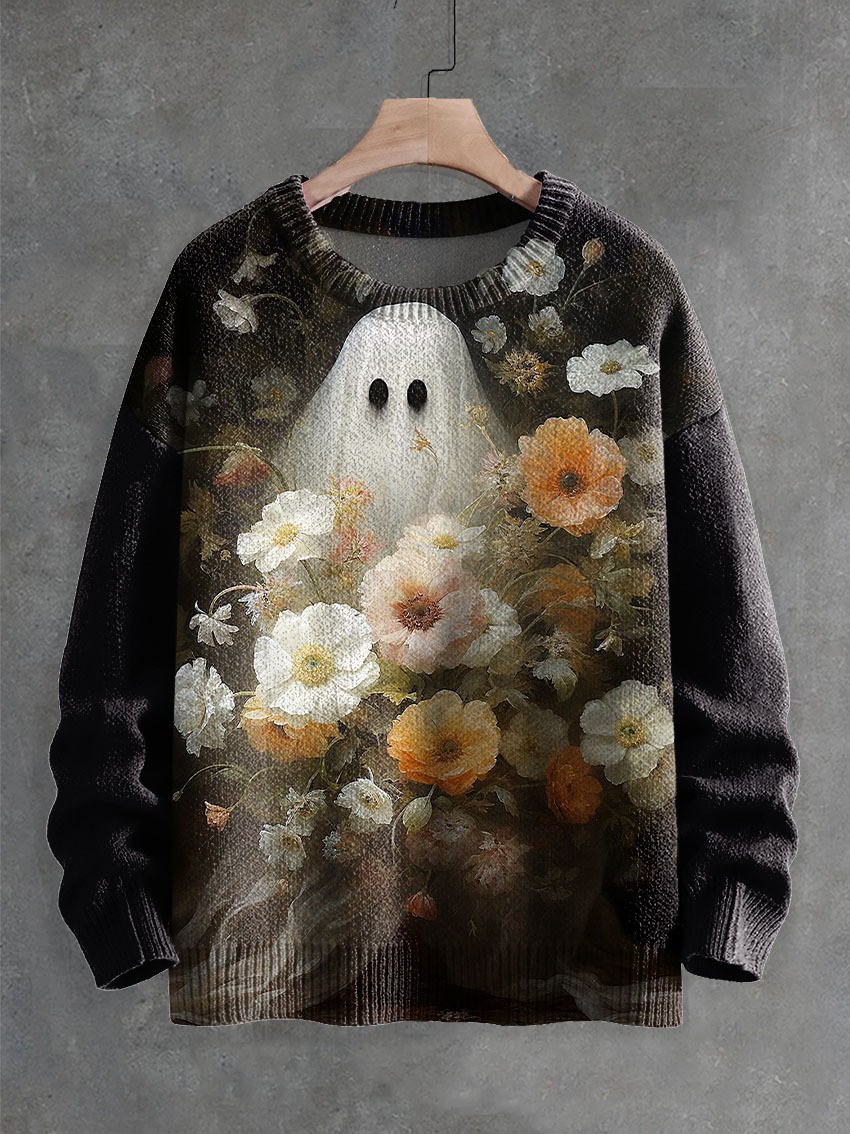 Suéter estampado de terror con patrón de fantasmas - Imagen 14 de 17
