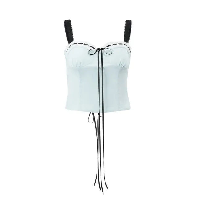 Women's Fall French Fashion Backless Sling Top Blue - Shop at LoveMi