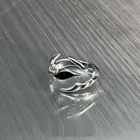 Irregular Shaped Black Onyx Metal Ring Street Tide Special-interest