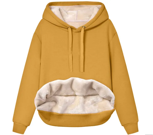 Solid Color Hooded Drawstring Sweatshirt Yellow - Shop at LoveMi