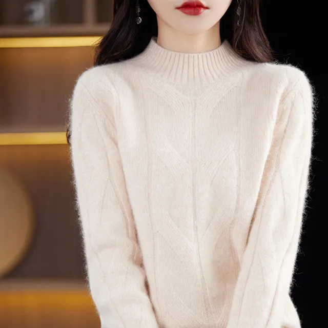 Women's Autumnwinter Fashion Knitted Top Bottoming Shirt Raw Velvet Rice - Shop at LoveMi