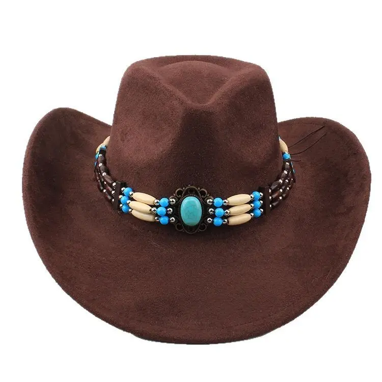 Western Cowboy Wide Brim Faux Fur Top