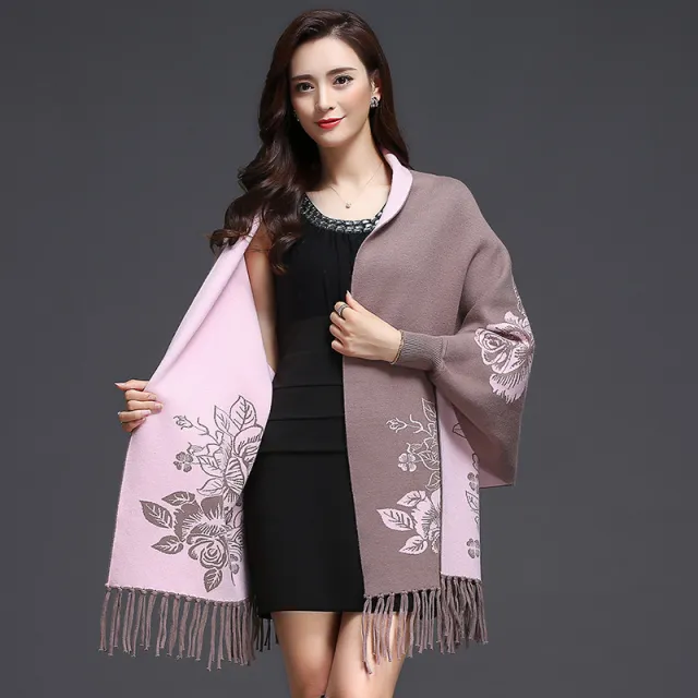 Mid length Tassels Loose fitting Knitted Cardigan Thickened Sweater Cashmere Outerwear Camel - Shop at LoveMi