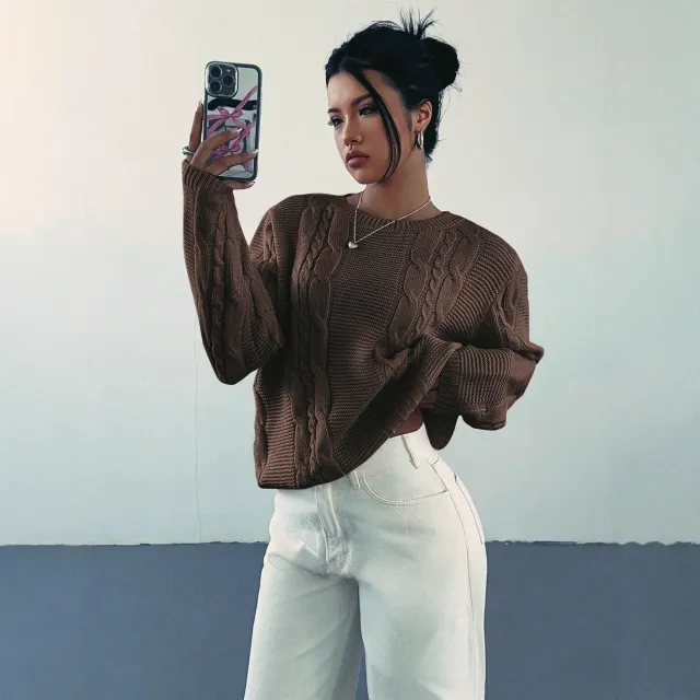 Casual Loose Sweaters Top For Women Brown - Shop at LoveMi