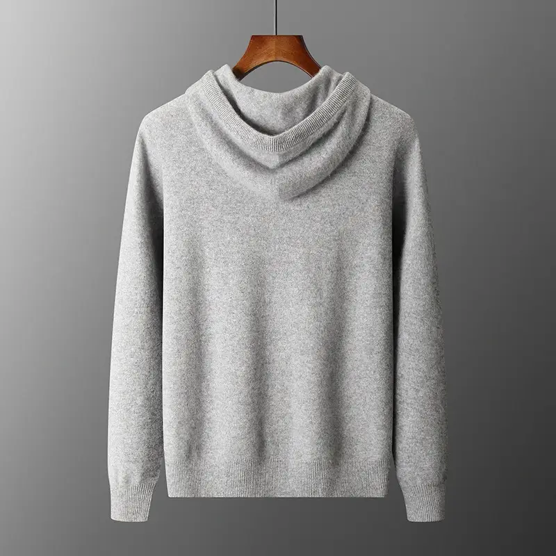 Men's Solid Color Casual Hooded Knitted Sweatshirt Long Pants Set