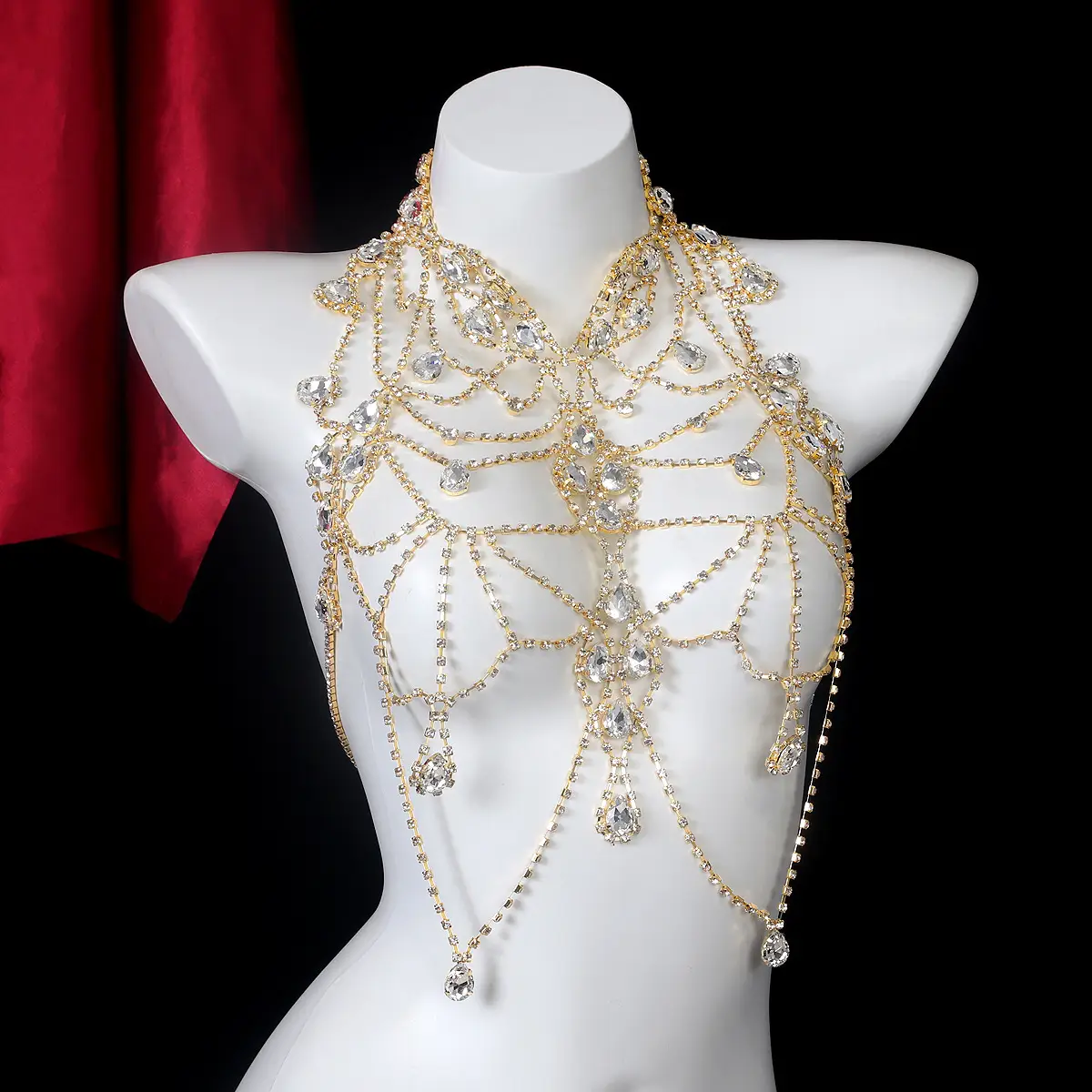 Rhinestone Multi-layer Chest Necklace Body Chain Accessories