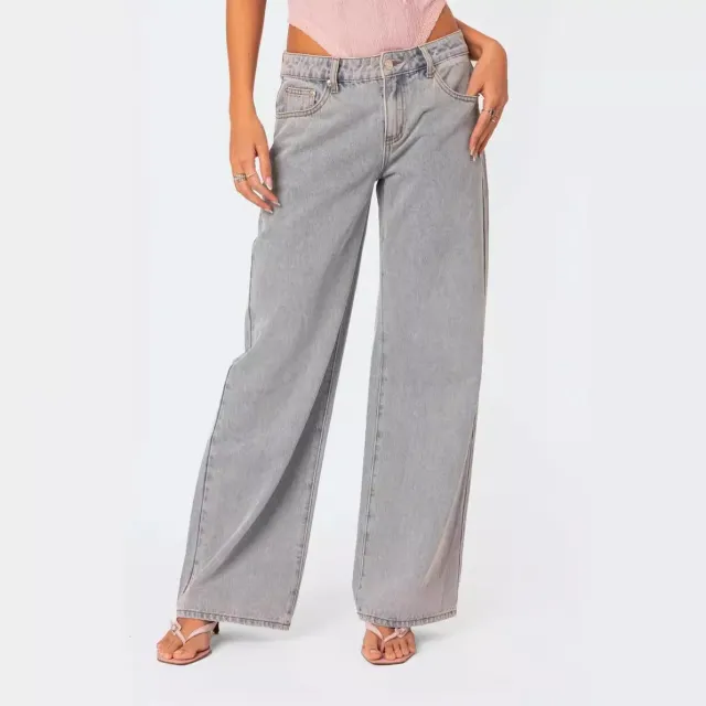 Women's Fashion Loose Retro Printed Jeans Blue - Shop at LoveMi
