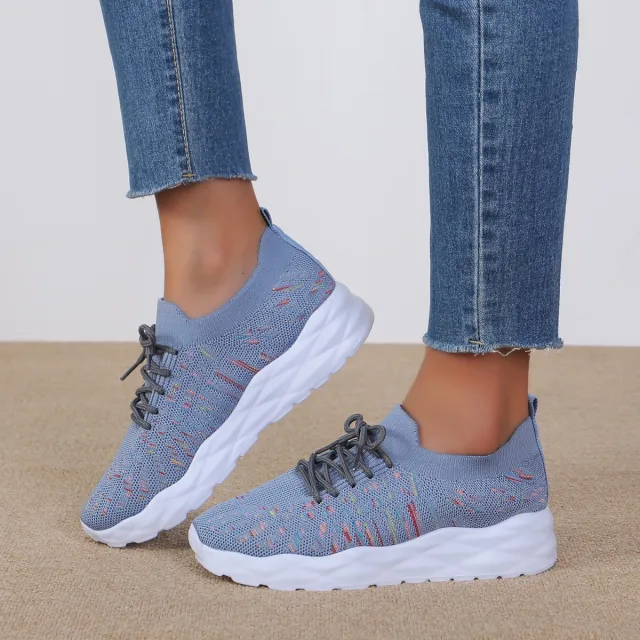 Summer New Fashion Sports And Leisure Flying Woven Large Size Women's Pumps Blue - Shop at LoveMi